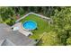 Aerial view of a home with an above ground pool and private backyard at 409 Cypress View Ave., Little River, SC 29566