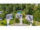 Drone shot of a home with a private backyard including an above-ground pool at 409 Cypress View Ave., Little River, SC 29566