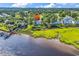 Wonderful aerial view showcases the waterfront property with lush green surroundings and a golf course at 4400 Turtle Ln. # 2-D, Little River, SC 29566