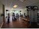 The gym offers state-of-the-art equipment and mirrored walls, providing a modern space to work out and maintain an active lifestyle at 4800 S Ocean Blvd. # 706, North Myrtle Beach, SC 29582