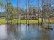 Picturesque pond view with a home surrounded by lush trees and expansive grassy area at 52 Trimmings Ct., Pawleys Island, SC 29585