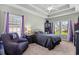 Cozy main bedroom featuring a tray ceiling, a ceiling fan and lots of natural light from the double windows at 715 Hobonny Loop, Longs, SC 29568