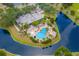 Breathtaking aerial view of the community pool, clubhouse, and scenic pond at Lot 142 Millbank Rd., Georgetown, SC 29440