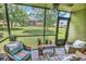 Relaxing screened-in patio with comfortable seating and a view of the landscaped grounds at 1301 Pridgen Rd. # 903, Myrtle Beach, SC 29577
