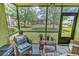 Relaxing screened-in patio with comfortable seating and a view of the landscaped grounds at 1301 Pridgen Rd. # 903, Myrtle Beach, SC 29577