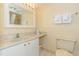 Clean bathroom offers a vanity with good lighting, a toilet, and fresh towels at 1304 N Ocean Blvd. # 200, Myrtle Beach, SC 29577