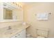 Standard bathroom with a sink, mirror, toilet and towel rack for convenience at 1304 N Ocean Blvd. # S-501, Myrtle Beach, SC 29577