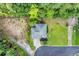 Overhead shot of a home with lush landscaping, driveway, and surrounding trees at 154 Harbor Oaks Dr., Myrtle Beach, SC 29588