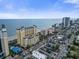 Aerial view featuring the coastline, surrounding buildings, and bustling streets at 2000 N Ocean Blvd. # 1206, Myrtle Beach, SC 29577