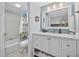 Bathroom featuring a single vanity, shower and toilet at 2001 S Ocean Blvd. # 920, Myrtle Beach, SC 29577