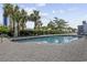 Inviting pool area surrounded by lush landscaping and palm trees, offering a serene outdoor retreat at 2001 S Ocean Blvd. # 920, Myrtle Beach, SC 29577