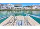 Dock view showcasing waterfront access with stairs and metal railings, perfect for boating and enjoying the canal at 325 N 58Th Ave. N, North Myrtle Beach, SC 29582