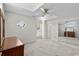 Bright bedroom featuring a vaulted ceiling, a ceiling fan, and ample natural light at 3835 Masters Ct. # 135, Myrtle Beach, SC 29577