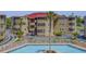 Exterior of the property showing balcony and pool at 609 Hillside Dr. S # D-17, North Myrtle Beach, SC 29582