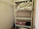 Closet offering storage with shelving and plastic storage containers at 927 Edge Dr., North Myrtle Beach, SC 29582