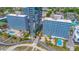 Beautiful aerial view of resort pools, walkways to the beach, and nearby shopping at 1304 N Ocean Blvd. # S-801, Myrtle Beach, SC 29577