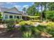 Beautiful backyard with manicured lawn, shaded seating, and lush landscaping at 226 Red Tail Hawk Loop, Pawleys Island, SC 29585