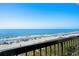 Picture-perfect view of a sandy beach filled with colorful umbrellas and the vast ocean from a high vantage point at 2501 S Ocean Blvd. # 508, North Myrtle Beach, SC 29582