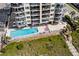 Aerial shot of a condo with a pool, steps from the beach, and walkways to the water at 2501 S Ocean Blvd. # 508, North Myrtle Beach, SC 29582