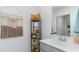Stylish bathroom featuring modern fixtures, a vanity, and decorative wall art at 3530 Ashridge Way, Conway, SC 29526
