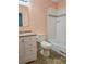 This is a bathroom with a shower and a vanity with a sink at 728 Tarpon Ct., Myrtle Beach, SC 29579