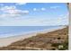 Expansive beach view with wooden boardwalks and dunes leading to the ocean at 817 S Ocean Blvd. # 201, North Myrtle Beach, SC 29582