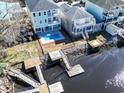 Backyard pool and dock, creating a picturesque waterfront setting at 112 Waterway Crossing Ct., Little River, SC 29566