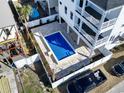 Aerial view of the backyard featuring a private pool, perfectly designed for relaxation and entertainment at 2401 Duffy St., North Myrtle Beach, SC 29582