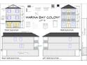 Home plan features three-story construction, siding, shutters, front-facing garage and entry, and a flat roofline at 1310 Battery Park Dr., North Myrtle Beach, SC 29582