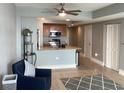 Open floor plan with stylish furnishings and a view into the kitchen at 2100 Sea Mountain Hwy. # 628, North Myrtle Beach, SC 29582