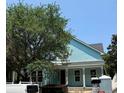 New home construction, featuring light blue vinyl siding, white trim, a covered porch with columns at 1521 James Island Dr., North Myrtle Beach, SC 29582