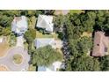 An aerial view shows the home's location within a lush, tree-filled neighborhood at 590 Collins Ave., Murrells Inlet, SC 29576