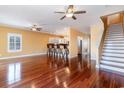 Spacious living room with hardwood floors, high ceilings and kitchen bar at 1335 Hidden Harbor Rd., Myrtle Beach, SC 29577