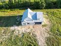 Aerial view of a new home under construction, showing roof sheathing at 112 Infinity Ln., Loris, SC 29569