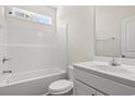 Clean bathroom with a shower/tub combo, vanity, and toilet at 315 Hayloft Circle, Conway, SC 29526