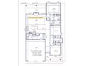 Detailed floor plan showing layout of rooms, including kitchen, bedrooms, bathrooms, and garage at 3162 Wayside Rd., Conway, SC 29527