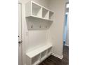 Convenient mudroom with built-in bench, storage, and hooks at 8640 Farrier Dr., Myrtle Beach, SC 29588