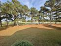 Scenic view of a lush green golf course and pond framed by mature pine trees creating a tranquil backdrop at 3774 Annandale Dr., Myrtle Beach, SC 29577