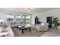 Bright and airy living room with neutral tones, stylish furniture, and large windows overlooking a serene lake at 694 Choctaw Dr., Conway, SC 29526