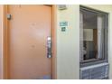 Unit 1135 featuring coded door entry with window and air conditioner at 6900 N Ocean Blvd. # 1135, Myrtle Beach, SC 29572