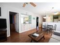Open living room and kitchen with breakfast bar at 517 White River Ct. # 22A, Myrtle Beach, SC 29579