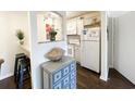 Well-equipped kitchen with white appliances and granite countertops at 178 Salt Marsh Circle # 30-E, Pawleys Island, SC 29585