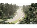 Aerial view of a tree-lined community road with a gently curving path at 1259 Winding Creek Way, Myrtle Beach, SC 29588