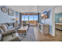 Cozy living room with water views, comfortable seating, a flat-screen TV, and stylish décor at 2100 Sea Mountain Hwy. # 630, North Myrtle Beach, SC 29582