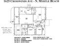 Floor plan shows layout of the 1630 sq ft home at 1625 Crosswinds Ave., North Myrtle Beach, SC 29582