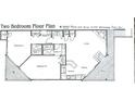 Two-bedroom floor plan including kitchen, living room, and two baths at 1801 N Ocean Blvd. # F-1, North Myrtle Beach, SC 29582