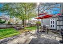 Relaxing backyard with patio furniture and fire pit area at 9431 Leeds Circle, Myrtle Beach, SC 29588