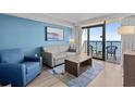 Living room with ocean view, comfy seating, and light floors at 2004 N Ocean Blvd. # 1472, Myrtle Beach, SC 29572