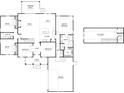 Detailed floor plan illustrating layout of bedrooms, kitchen, Gathering room, and garage at 217 Wahee Pl., Conway, SC 29527