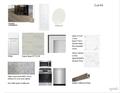 Modern kitchen design with white cabinets and Carrara countertops at 2426-A Park St., North Myrtle Beach, SC 29582